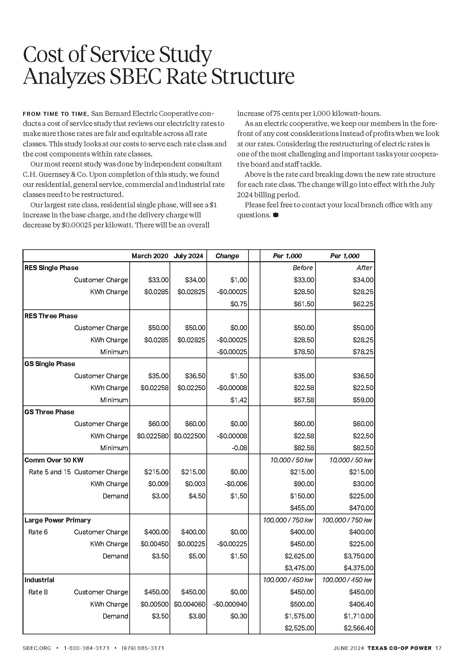 Cost of Service Study Analyzes SBEC Rate Structure | San Bernard ...